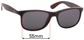 Sunglass Fix Replacement Lenses for Ray Ban RB4202 Andy - 55mm Wide