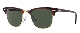 Мужские солнцезащитные очки Ray-Ban RB3016 Clubmaster Sunglasses 49mm, Schildkröte Arista / Kristallgrün